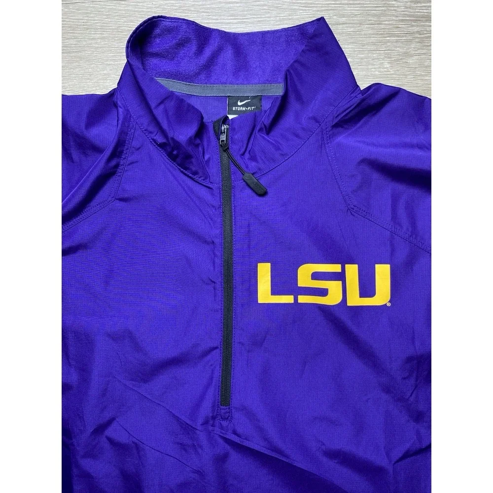 Men's LARGE Nike LSU Tigers Team Issued Jacket Pullover Dri-Fit Storm-Fit Purple